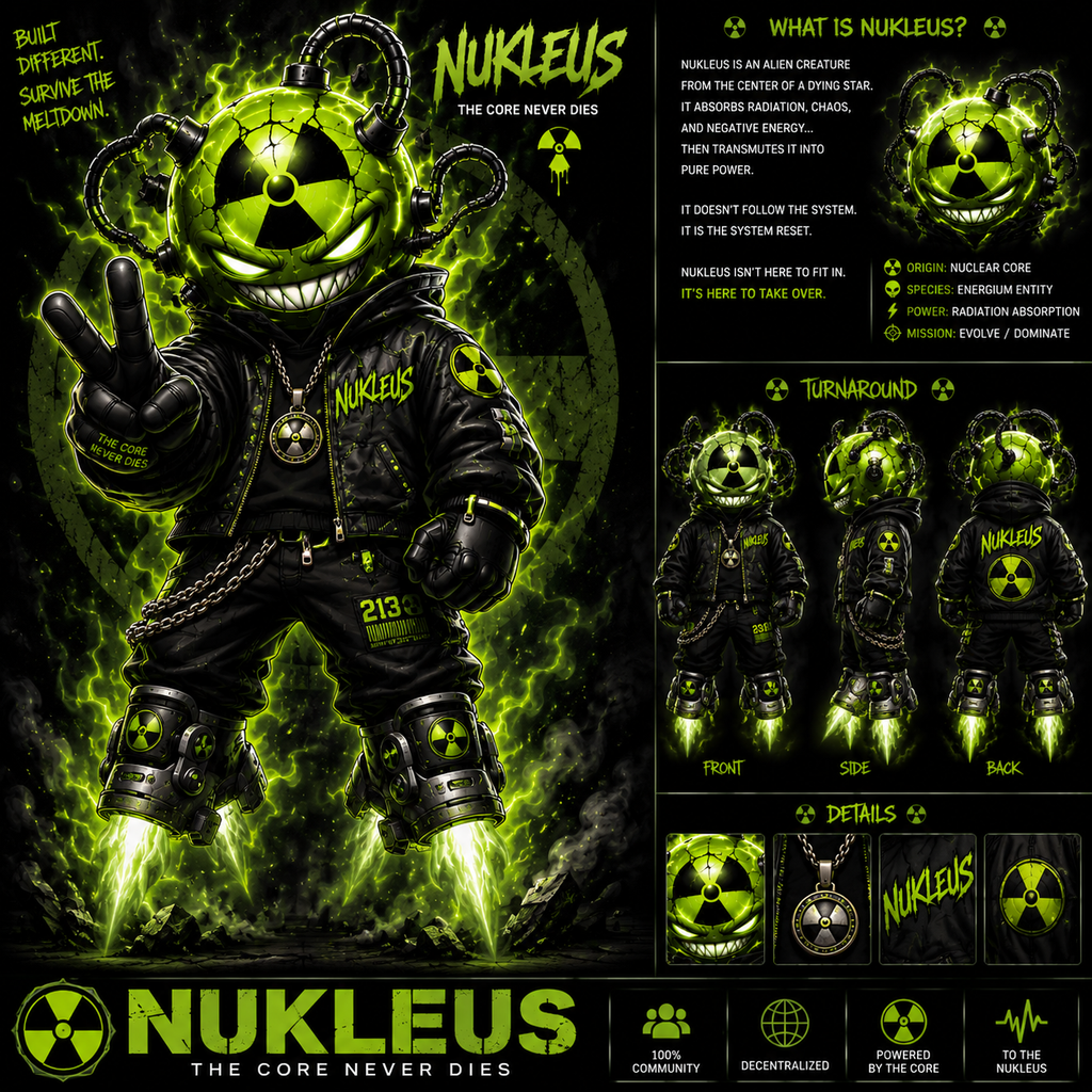 Nukleus Meme coin! 100% community & decentralized SUPER LIMITED TIME ONLY! Also shirts , hats also made with this logo!